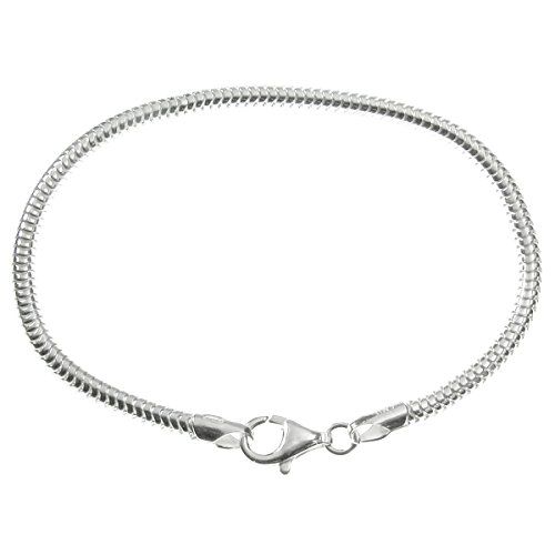 Productafbeelding van de Queenberry Sterling Silver Snake-kabelarmband met kreeftsluiting voor Europese...