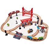 Hape Ahşap Meşgul Şehir Tren Ray Setinin Ürün Resmi| 51 Adet Çocuklar için Demiryolu Seti Oyna Pretend...