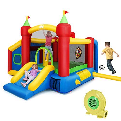 Hình ảnh sản phẩm của Ngôi nhà có bơm hơi Costzon, Lâu đài Bouncy 7 trong 1 dành cho trẻ em với Cầu trượt, Bóng đá ...