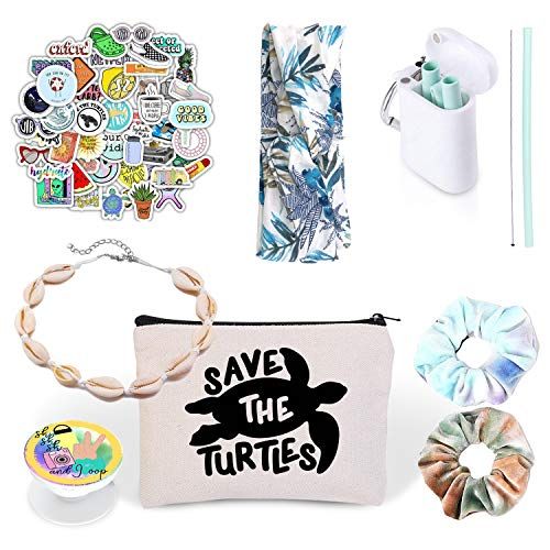 Obrázek produktu VSCO Girl Stuff - Nálepky na baňky, opakovaně použitelná sada brčka a příslušenství pro teenagery v...