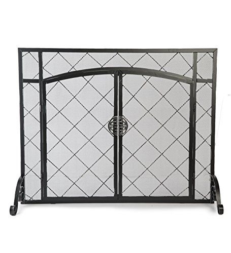 Image du produit du grand écran de cheminée Celtic Knot avec portes battantes, cadre en acier enduit de poudre,...