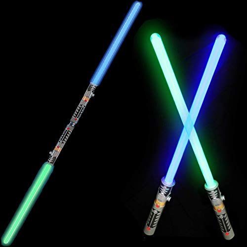 ภาพผลิตภัณฑ์ของ 2-in-1 LED Light Up Swords Set FX Double Bladed Dual Sabers พร้อม Motion...